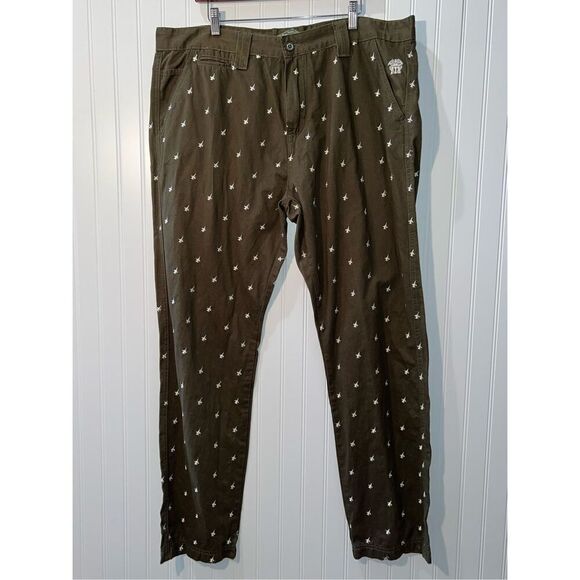 Born Fly Embroidered Pants Mens 40X33 Green Airplane American Made Streetwear - Picture 1 of 9